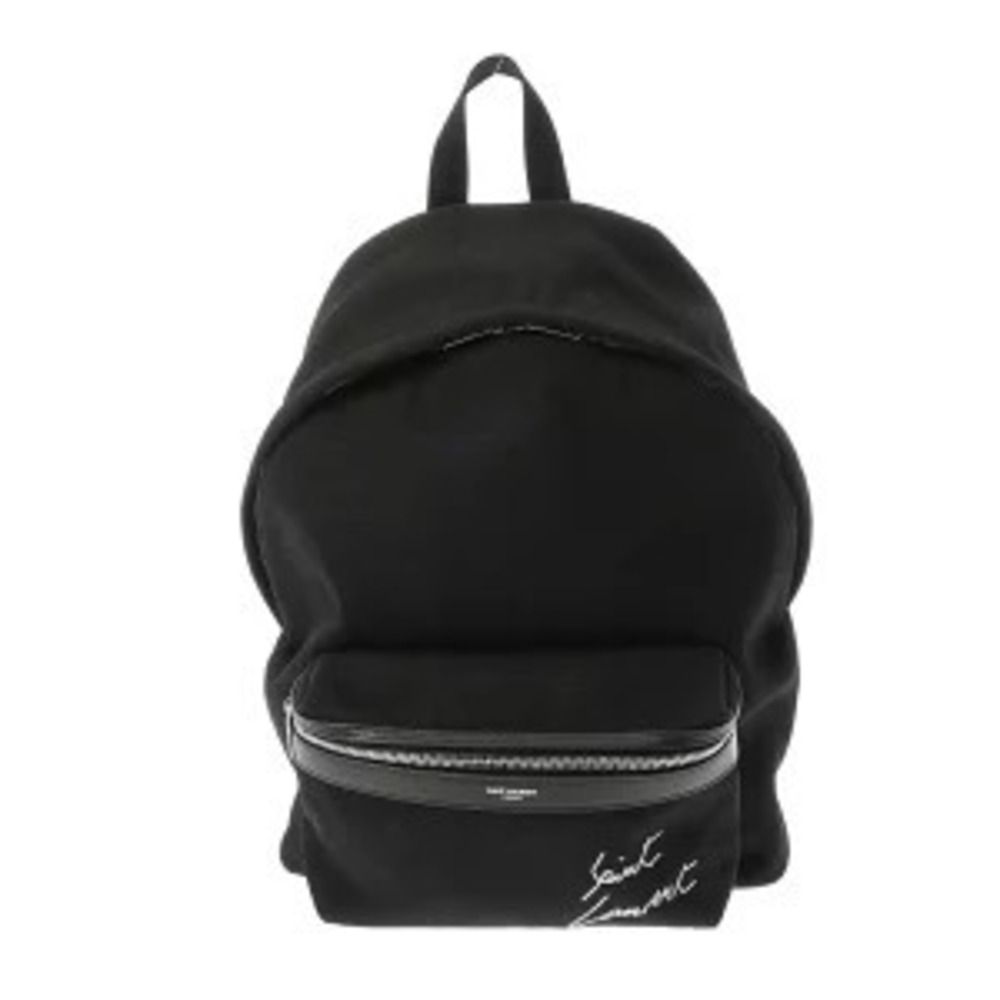 Saint Laurent Backpack Canvas Leather Daypack Black